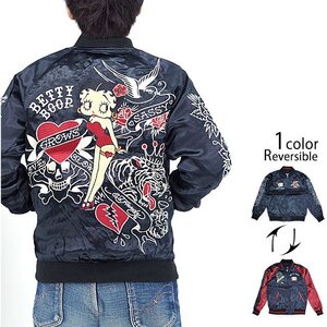 Ed Hardy×BETTY リバーシブルスカジャン◆サクラスタイルセレクション ブラックXXLサイズ BED-2401 エドハーディー ベティーちゃん 刺繍