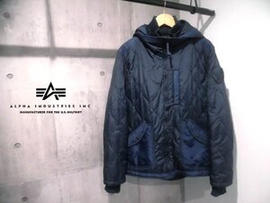 ALPHA INDUSTRIES アルファ インダストリーズ QUILT PARKA 収納フード ベルクロワッペン付き 中綿 キルティング ジャケットXL/紺/20168-067