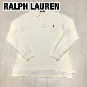 POLO BY RALPH LAUREN ポロ バイ ラルフローレン 長袖ポロシャツ LL 生成り 刺繍ポニー