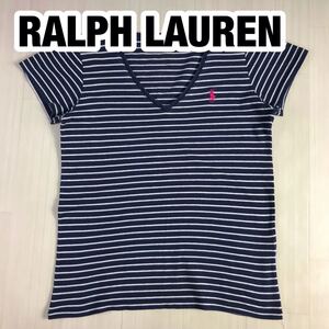 RALPH LAUREN ラルフローレン 半袖Tシャツ レディース ネイビー ホワイト ボーダー