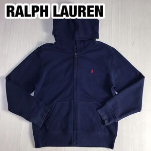 POLO RALPH LAUREN ポロ ラルフローレン ジップパーカー M(10-12) ネイビー 刺繍ポニー 裏起毛 ユース