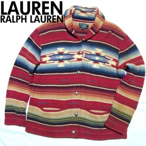 RALPH LAUREN ラルフローレン ネイティブ コンチョ ハンドニット カーディガン M EXILE TAKAHIRO着 90s ヴィンテージ