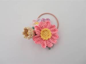 お花のヘアゴム②*レース編み*ハンドメイド*a671∵再販×3∵