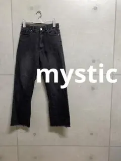 mystic【ミスティック】 黒デニムパンツ フリンジ裾