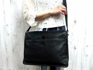 極美品 LOEWE ロエベ アナグラム ショルダーバッグ バッグ レザー 黒 A4収納可 メンズ 75145Y