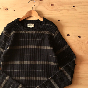 WEST RIDE アゼ編み ボーダー セーター 40 リブニット コットン CLASSIC RIB BORDER SWEATER ウエストライド