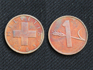 【スイス】 1ラッペン 1983年 麦と十字 銅貨