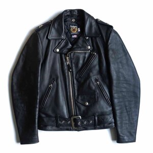 【美品】SCHOTT【613US/ワンスター ダブルライダースジャケット】34 USA製 ブラック ショット 25010315