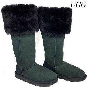 ☆即決・送料無料☆【超希少・日本未発売】UGG アグ Over the Knee ベイリーボタン 黒 ブラック 24cm 革靴 ブーツ 本革 レディース