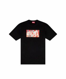 DIESEL Tシャツ　ロゴ　ピールオフ加工　ブラック XLサイズ