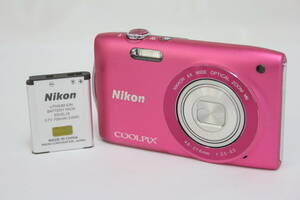 【返品保証】 ニコン Nikon Coolpix S3300 ピンク 6x バッテリー付き コンパクトデジタルカメラ v5895