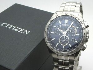 1000円スタート 腕時計 CITIZEN シチズン E660-S119944 電波ソーラー クロノグラフ ネイビー系文字盤 付属品付 記念刻印?有 9 Z60013