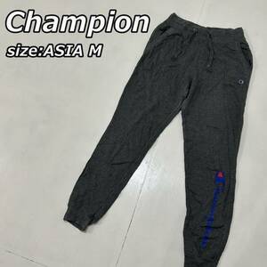 size:ASIA M【Champion】チャンピオン ロゴ プリント スウェット パンツ トレーナー ジョガー スポーツ ウェア 濃灰 ダークグレー M0937G