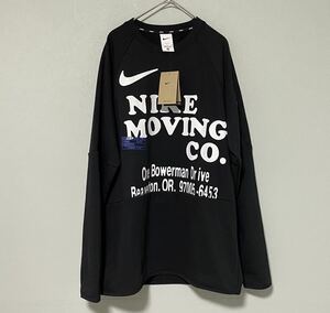 M 新品 NIKE スウェット DRI-FIT 長袖 トレーナー 黒 ブラック メンズ ナイキ MOVING CO クルー