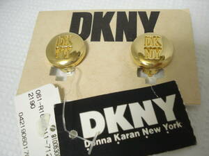 ☆ DKNY ロゴ イヤリング☆ ゴールド 円形 アメリカ製