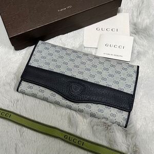 美品　GUCCI グッチ　長財布　マイクロシマ　がま口　オールド　GG