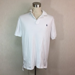 B388▼Polo by Ralph Lauren◆白無地 半袖ポロシャツ綿100%◆L