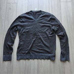 中古 ギャップ シルク混 ボーダー Vネック ニット サイズ S Gap