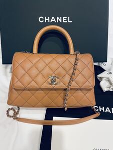 CHANEL シャネル マトラッセ ココハンドル　XS ベージュ　キャメル　マロン　24cm キャビアスキン