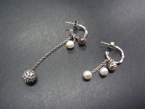 STAR JEWELRY スタージュエリー ラインストーン パール ピアス アクセサリー レディース シルバー系 DH1653