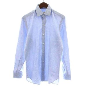 エトロ ETRO ワイシャツ ドレスシャツ 長袖 ストライプ 総柄 38 M 青 ブルー 白 ホワイト /NW21 メンズ