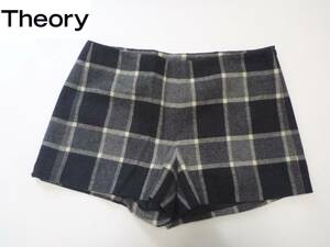 超美品 Theory（セオリー）★黒×グレー　チェック柄　ショートパンツ　0　S相当