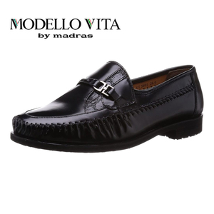 ▲MODELLO VITA モデーロ ビータ ビット ローファー ビジネス 革靴 幅広 撥水 3E VT5601 ブラック 25.5cm (0910010523-bk-s255)