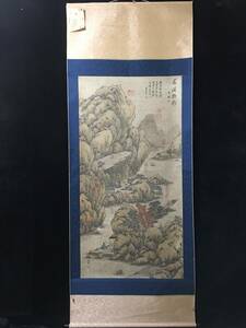 中国古画 明代の傑出した画家の 仇英 山水図 手描き 掛け軸 巻き物 書画立軸 水墨中国画 時代物 中国美術 賞物 唐物 唐画 GH223