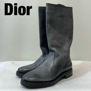 N0027★10 高級 DIOR HOMME ディオールオム エディー期 メンズ レザー グラデーション エンジニアード ブーツ シューズ 靴 グレー 41size