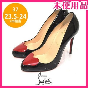 新品未使用品 クリスチャンルブタン Christian Louboutin バレンタイン ハート エナメル パンプス ブラック 黒 37(約23.5-24cm) sh24-0994