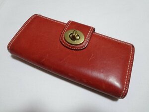 ■コーチ 長財布 かぶせ蓋/２つ折り レザー シグナルレッド COACH■