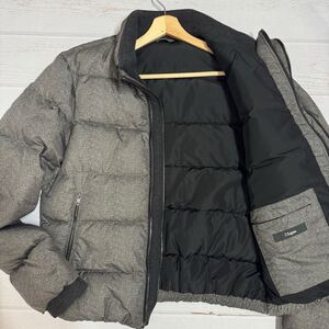 極美品!!!Lサイズ●現行●ゼニア Z ZEGNA 肉厚 ダウンジャケット ブルゾン マイクロ千鳥柄 グレー レイヤード ダブルジップ 極暖◎