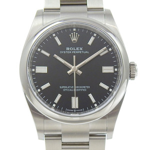 【本物保証】 箱・保付 新品同様 ロレックス ROLEX オイスターパーペチュアル 126000 ランダム番 黒文字盤 SS 自動巻 36ミリ メンズ 腕時計