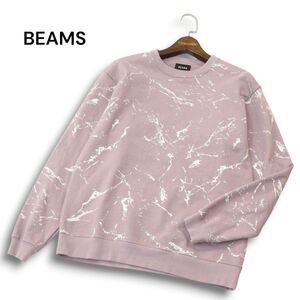 【美品】BEAMS ビームス 通年 スプラッシュプリント★ クルーネック トレーナー スウェット シャツ Sz.M メンズ　A5T00028_1#I