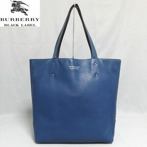 ★BURBERRY BLACK LABEL レザー リバーシブル ショルダー トートバッグ 黒×青 バーバリー ブラックレーベル★