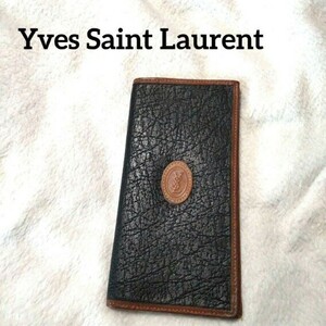 Yves Saint Laurent イブサンローラン 長財布 スマートウォレット 本革 縦型 ロゴ型押し カード イヴ シワ加工 ロングウォレット