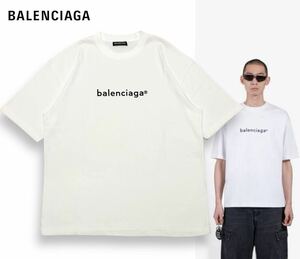 新品同様 正規品 BALENCIAGA バレンシアガ 20ss 612966 TIV51 NEWCOPYRIGHTLOGOT-SHIRT 半袖コットン ロゴ Tシャツ ホワイト