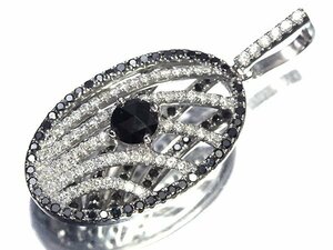 UL11929SS【1円～】新品【RK宝石】極上ブラックダイヤモンド 0.45ct クリアダイヤ 0.81ct 脇石ブラックダイヤ K18WG 高級ペンダントヘッド