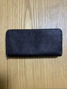 【中古】TAKEO KIKUCHI 【ファン】ラウンドファスナー 牛革 セカンドウォレット 長財布 スマホ収納可能 タケオキクチ