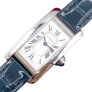 カルティエ Cartier タンクアメリカンSM SS レザーベルト 腕時計 レディース 中古