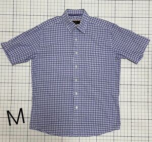 フルハウス【FULL HOUSE】半袖シャツ ワイシャツ カジュアル Ｍサイズ パープルチェック/薄い紫 コットン100% 関西ファッション連合