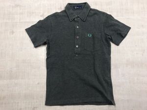 フレッドペリー FRED PERRY トラッド レトロ ストリート 古着 ボタンダウン 鹿の子 半袖ポロシャツ メンズ 小さいサイズ XS グレー