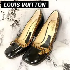 【お得】ルイヴィトン　LOUISVUITTON パンプス　ダミエ　黒　レオパルド