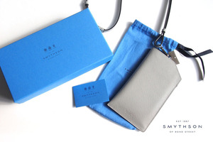 送料無料★新品｜未使用｜スマイソン｜SMYTHSON｜パナマレザーFoldedスマホケース｜ストラップ付き｜グレイ