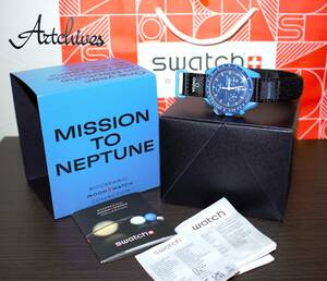 ☆時計☆OMEGA X Swatch☆SO33N100☆ミッショントゥ ネプチューンクォーツ BL文字盤 メンズ 腕時計☆稼動品☆『VRW-489』