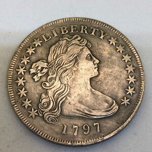 アメリカ古銭 銀貨 1797年　モンガン銀貨 自由の女神　リバティ　星の数・15星 1ドル銀貨　（z-910）