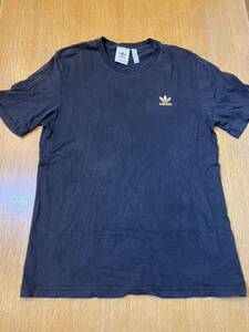 adidas 半袖Tシャツ ロゴ ワンポイント 黒 サイズXL