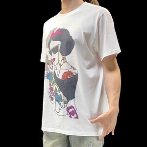 新品 ビッグ プリント 白雪姫 サングラス タトゥー タバコ 煙草 悪女 パロディ Tシャツ S M L XL オーバー サイズ XXL~5XL ロンT パーカー