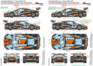 24066 1/24サイズ LB PRODUCTION 製シルクスクリーンデカール Audi R8 LMS Evo2 Team WRT #30 Spa 24h 2022