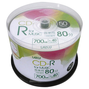 同梱可能 CD-R 80分 音楽用 50枚組スピンドルケース入 40倍速対応 ホワイトワイド印刷対応 L-MCD50P/2839 Lazosｘ１個